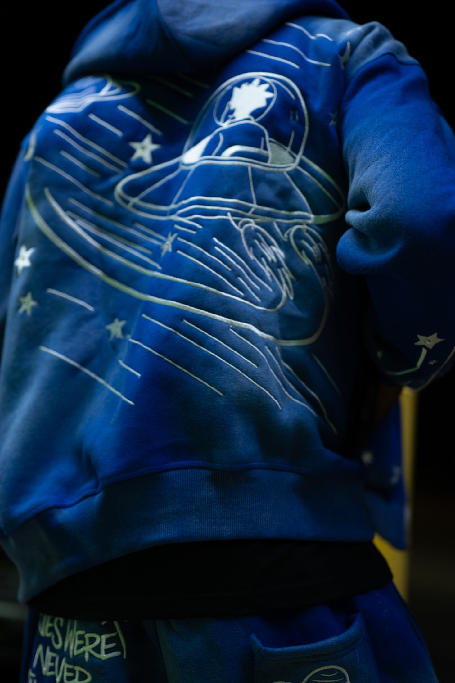 Close-up of Starbound UFO hoodie artwork